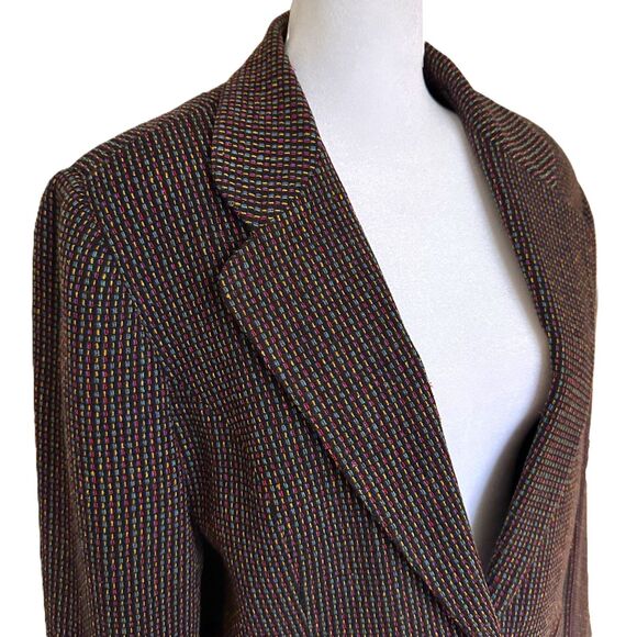 Vintage Women's Rainbow Tweed Wool Blazer Size 10 Black Adolfo Studio - Picture 1 of 6